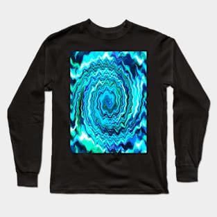 Blue And Green Groovy Swirl Abstract Art Long Sleeve T-Shirt